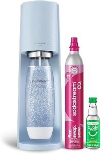 SodaStream Terra Sparkling Water Maker (Misty Blue) with CO2, DWS Bottle and Bubly Drop