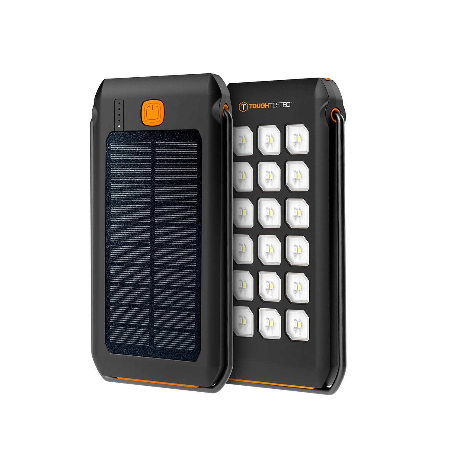ToughTested Dual 10,000 mAh Solar Power Portable Battery Pack Power Bank IP44 Waterproof Charger and 18 LED Flashlight