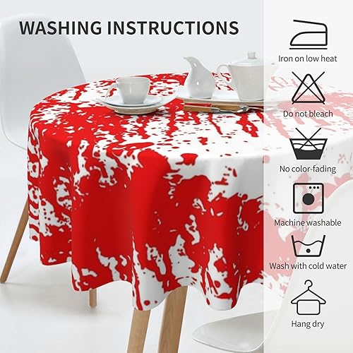 Miniatura 4 de Bloody Mantel redondo de 60 pulgadas, resistente a las arrugas, mantel de pícnic, lavable, para vacaciones, cocina, fiesta, decoración de otoño,