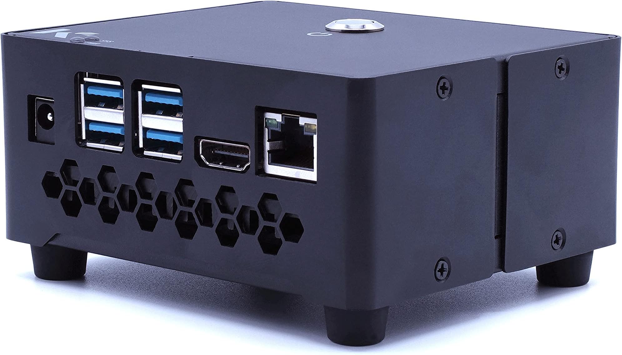 KKSB Cases Odroid N2+ | Black Aluminum Odroid N2+ Enclosure with 80mm Fan | 12mm Momentary Pushbutton Included