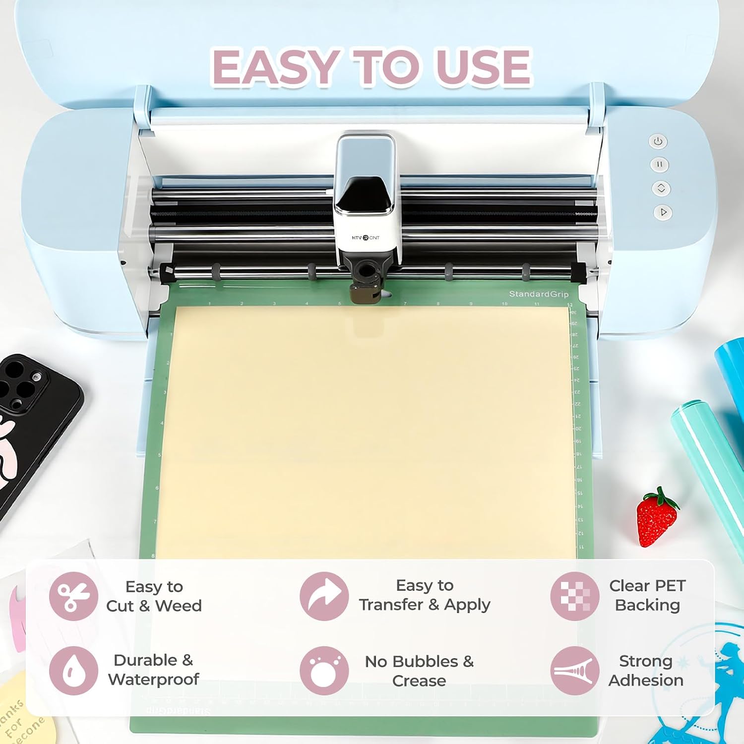 HTVRONT Pastel Permanent Vinyl - 12" x3ft 6 Rolls Boho Adhesive Vinyl Roll Bundle Compatible with Cricut & Silhouette, Matte Finish Waterproof Roll for Mugs, Windows, Easter Crafts, Signs, Decals