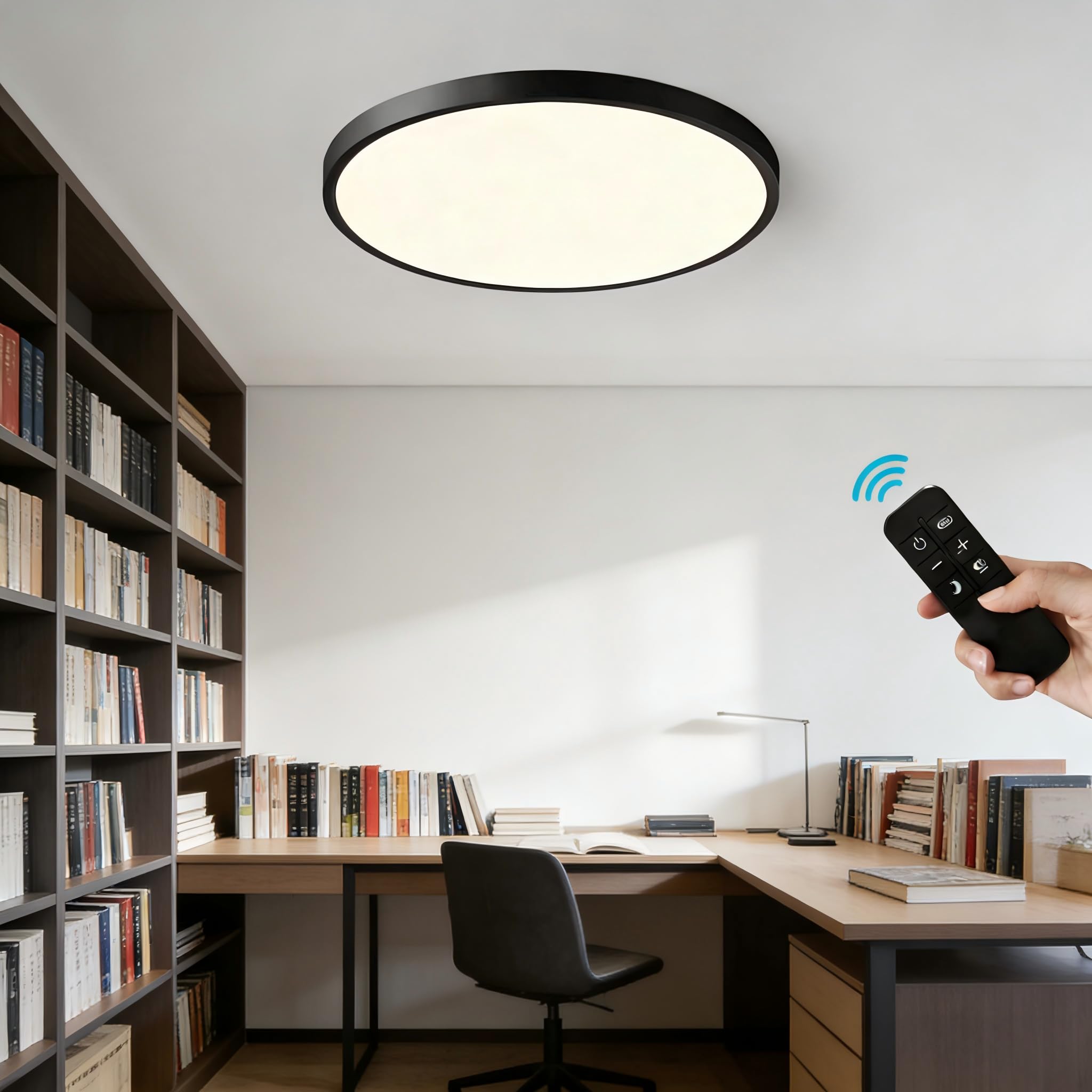 BTLINK Deckenlampe Schwarz Rund 40cm LED Deckenleuchte Dimmbar 3000K-6000K