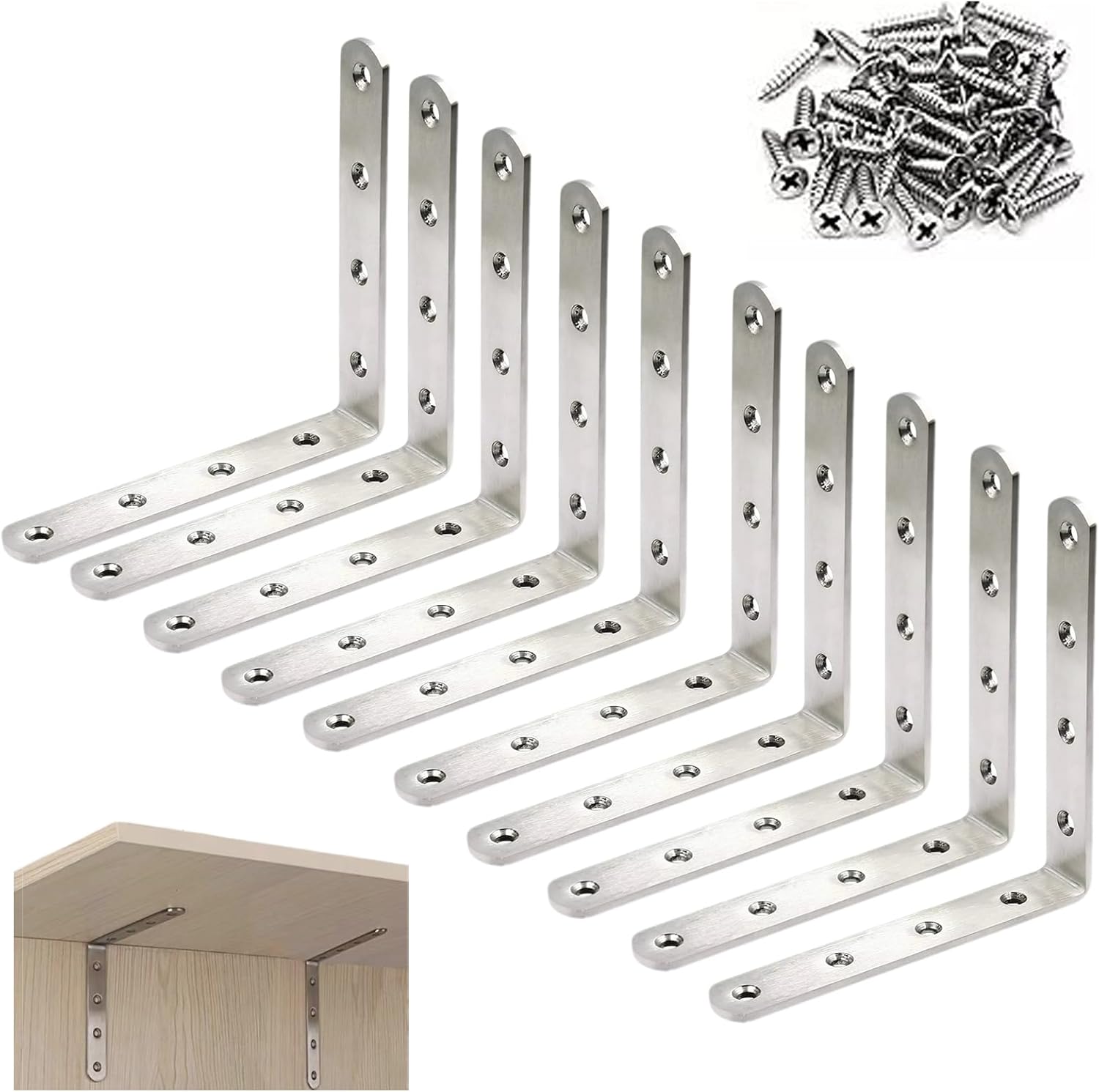 10 Pcs L Bracket Corner Braces 5 Inch Stainless Steel Heavy
