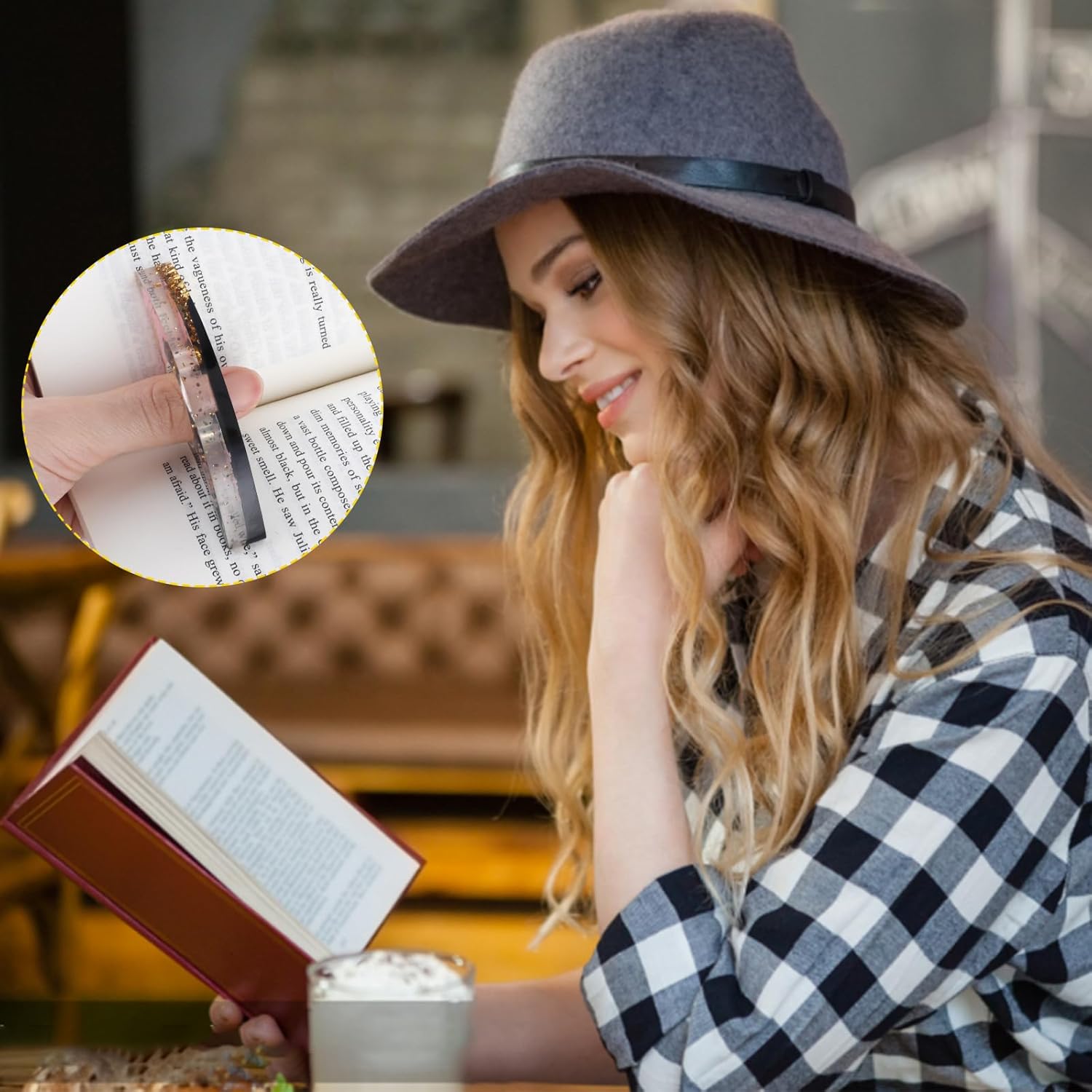 cobee Dried Flower Book Holder, 2 Pcs Handmade Thumb Book Page Holder Resin Reading Accessories Ring Book Opener Floral Bookmark for Teachers Book Lovers(White,Black,Pink) - Image 6