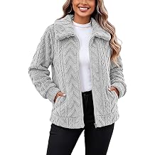 Sherpa Jacket Women Collared Full Zip Fleece Jackets Winter Fuzzy Outwear