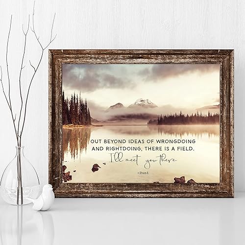 Miniatura 9 de Rumi Poetry - Impresión artística de tamaño galería de 11 x 14 pulgadas  Out Beyond Ideas Decoración de oficina  Arte de pared inspirador para