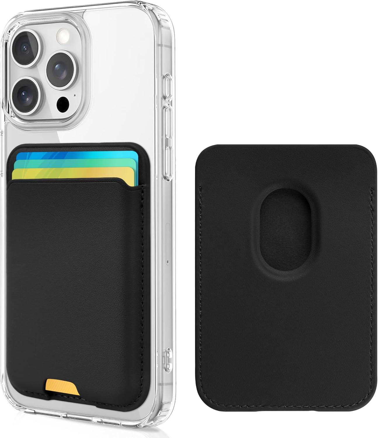 CreaDream for Magsafe Wallet, Magnetic Wallet 3-Card Holder, Vegan Leather, Compatible with iPhone 17/16 15/14/13/12 Series, Black