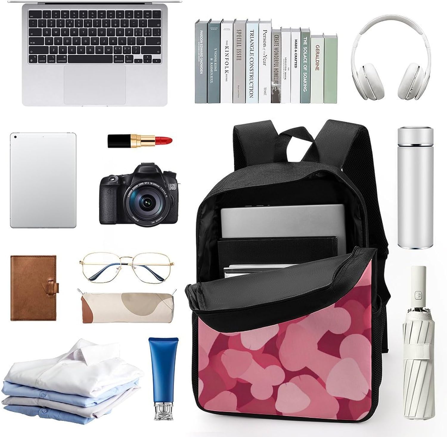 Pennis Travel Backpack 17 Inch Casual Daypack Bag with Adjustable Shoulder Straps