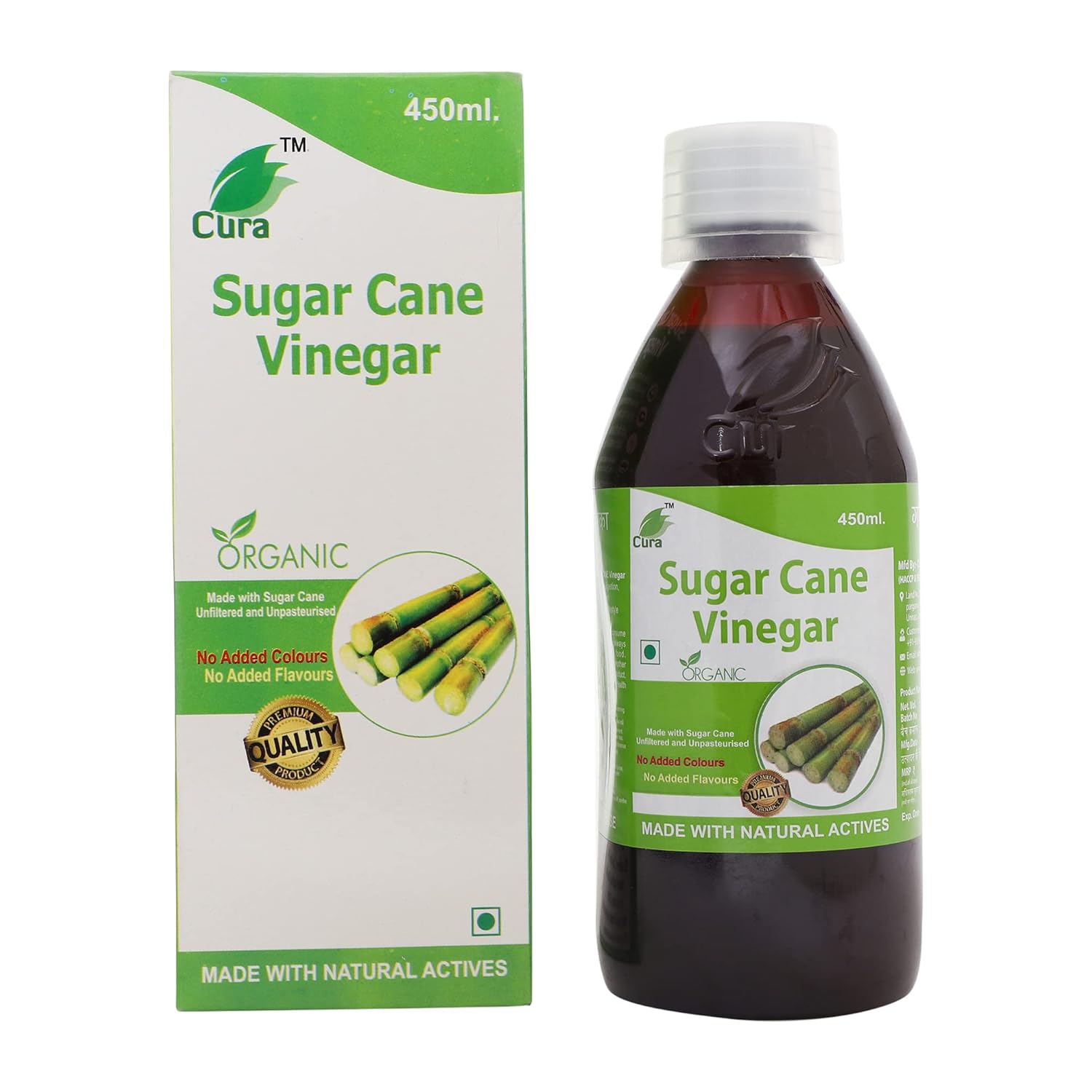Cura Sugarcane Vinegar Organic ganne ka sirka 450ml. Good for