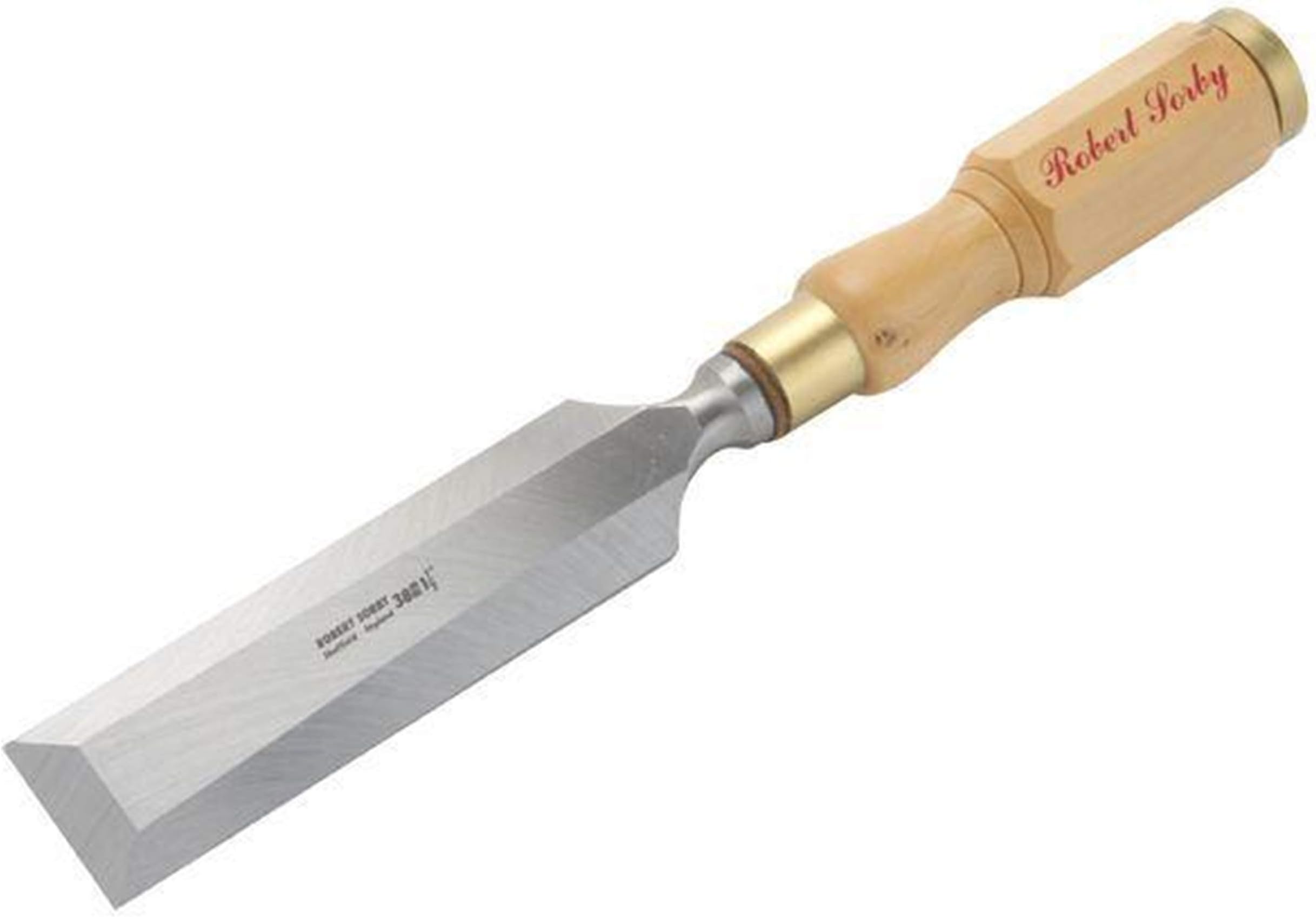 Robert Sorby Boxwood Octagonal Handle Cabinetmaker's Chisel, 1" Width, Bevel Edge, Sheffield Steel Blade, Medium Size, 13.5" Length