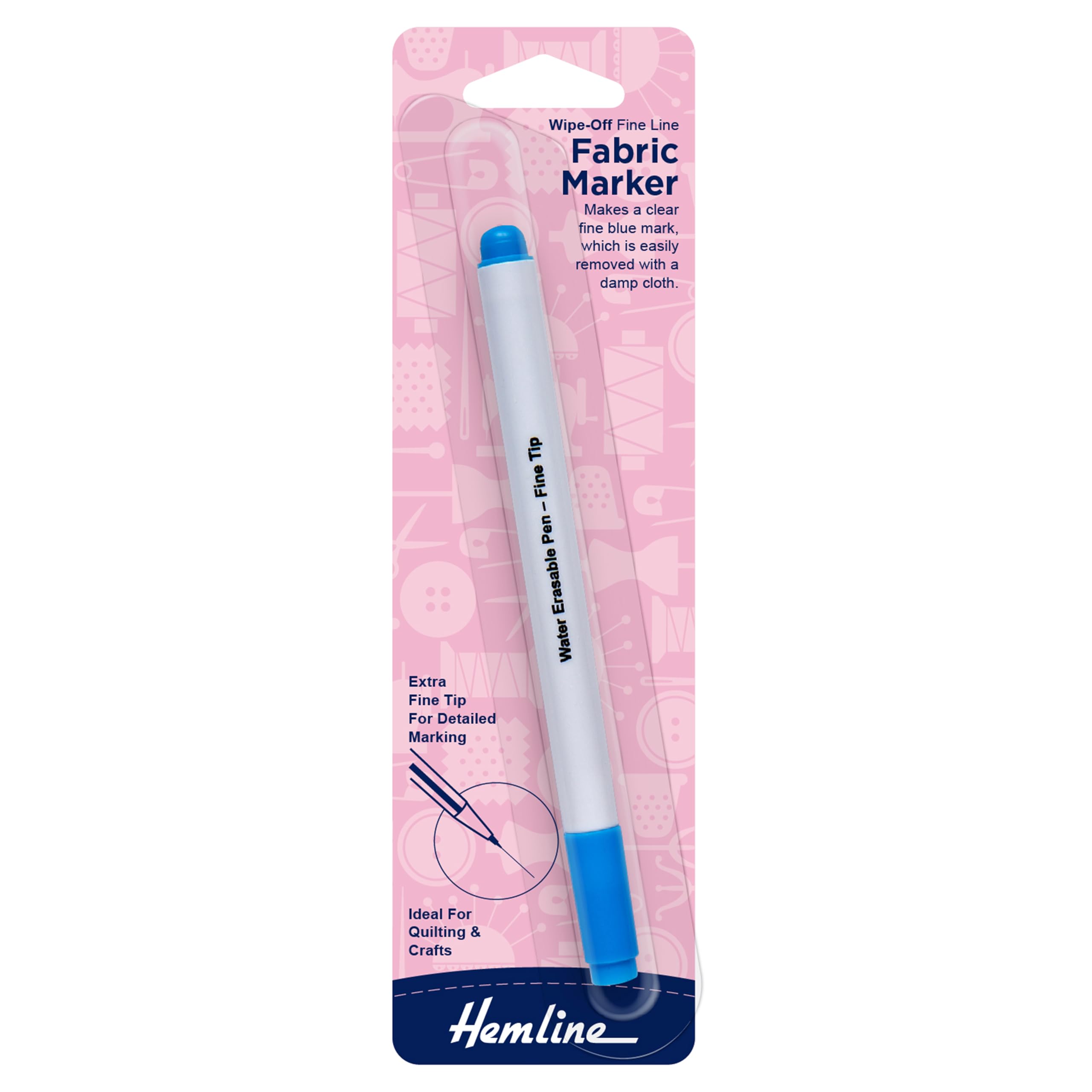 Hemline Fabric Marker Marking Pen (H295.F) Purple Wipe Off Fine Liner Felt Tip