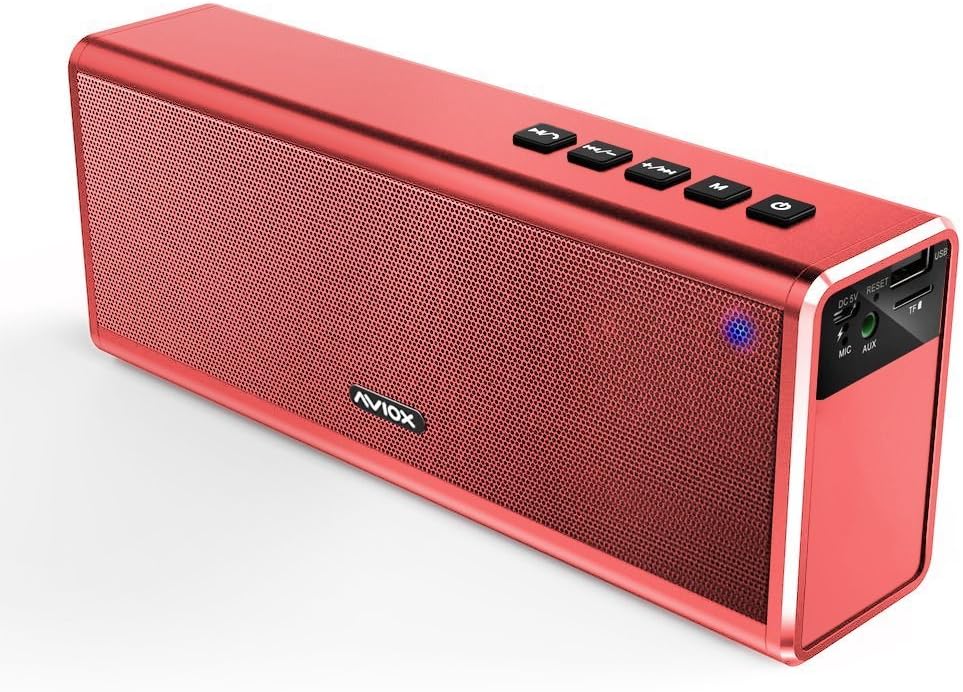 20 WATT Bluetooth Speaker with FM Radio Portable Wireless Speaker for iphone, echo dot, Mac, Samsung Galaxy, Laptop and Tablet, Loudspeaker Home or Outdoor Bluetooth Speakers, Red