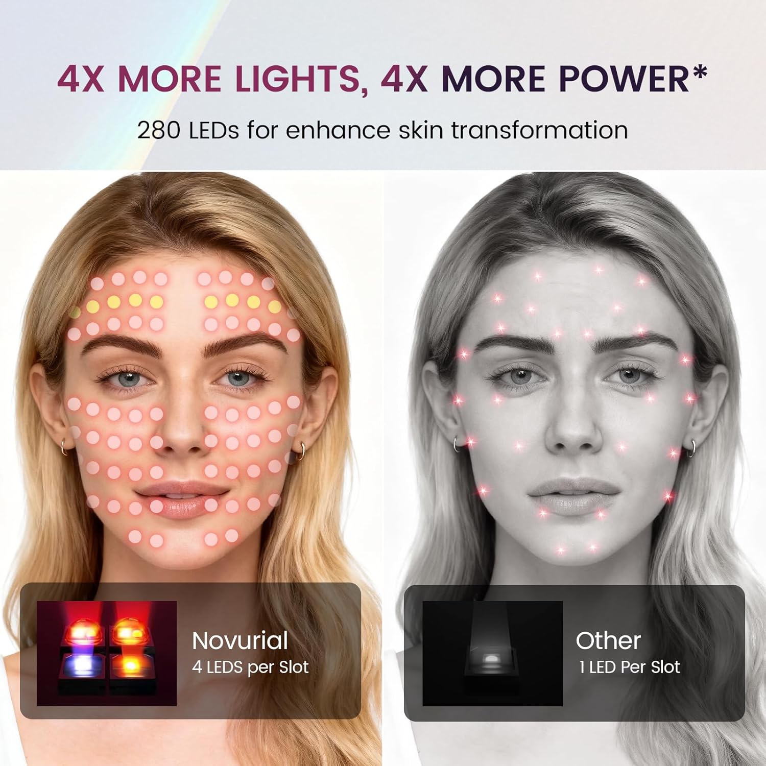 Red Light Therapy for Face, 850nm Infrared LED Face Mask Light Therapy with 280 LEDs, Cordless Red Light Therapy Device with 5 & 10 Min Timer, FDA Cleared Light Therapy Mask - Image 3