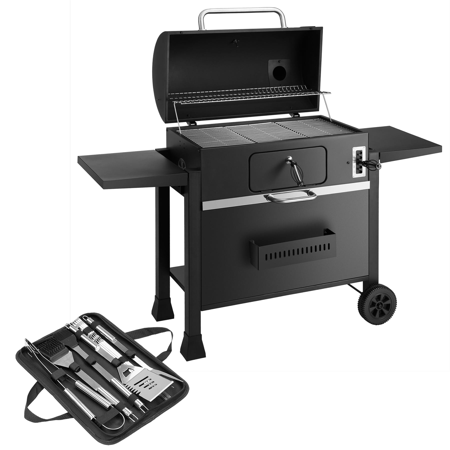 KCT XXL Charcoal BBQ Grill Extra Large Smoker Barbecue with Utensil Tool Kit