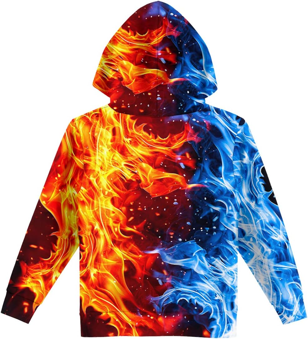 Hgvoetty Unisex Boys Girls Hoodies 3D Printed Hooded Sweatshirts for Kids Pullovers with Pockets 6-15 Years