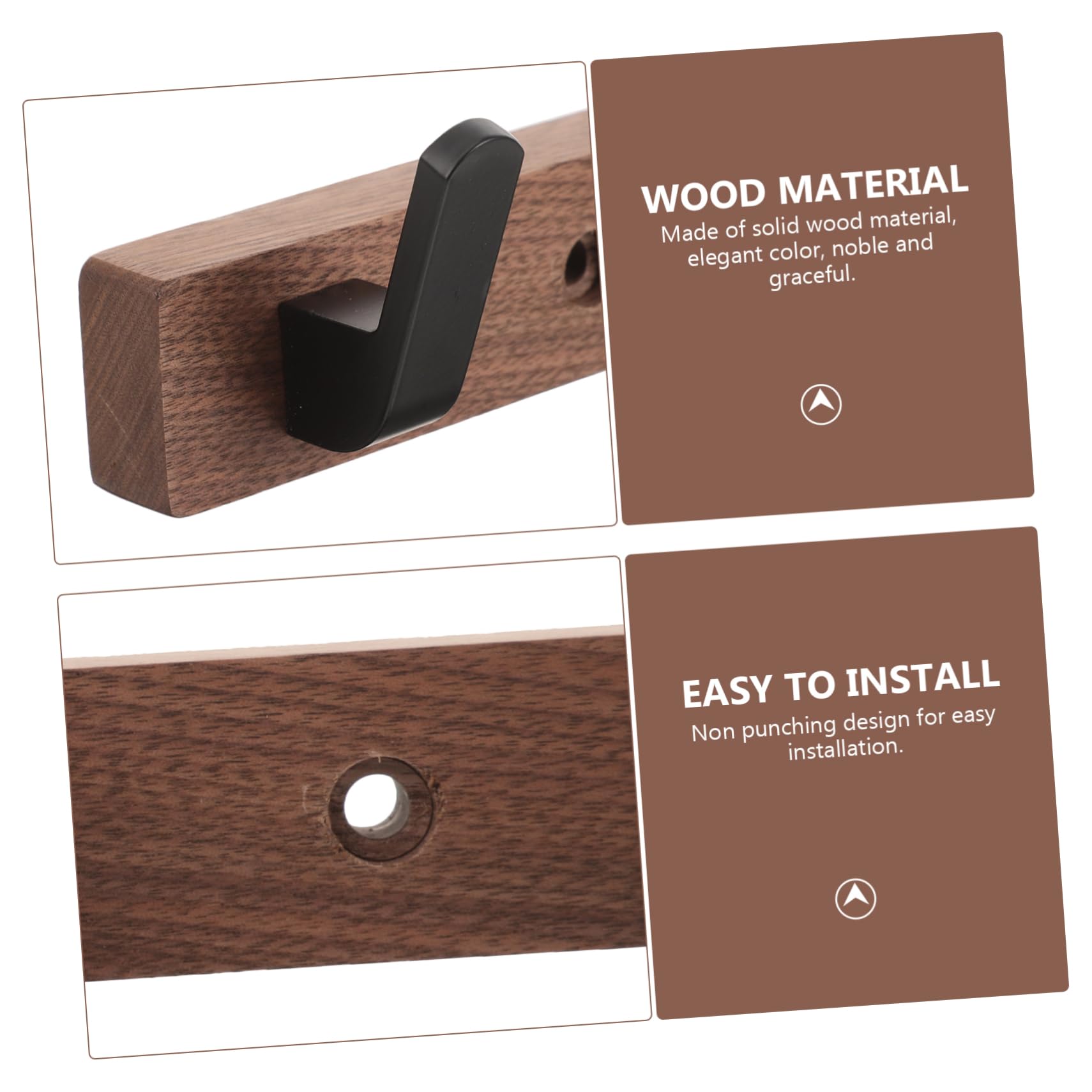 Appendiabiti da Parete in Legno Rustico con 8 Ganci Neri, Robusto, per Appendere Asciugamani, Vestiti, Cappelli e Borse, per l'ingresso del Bagno