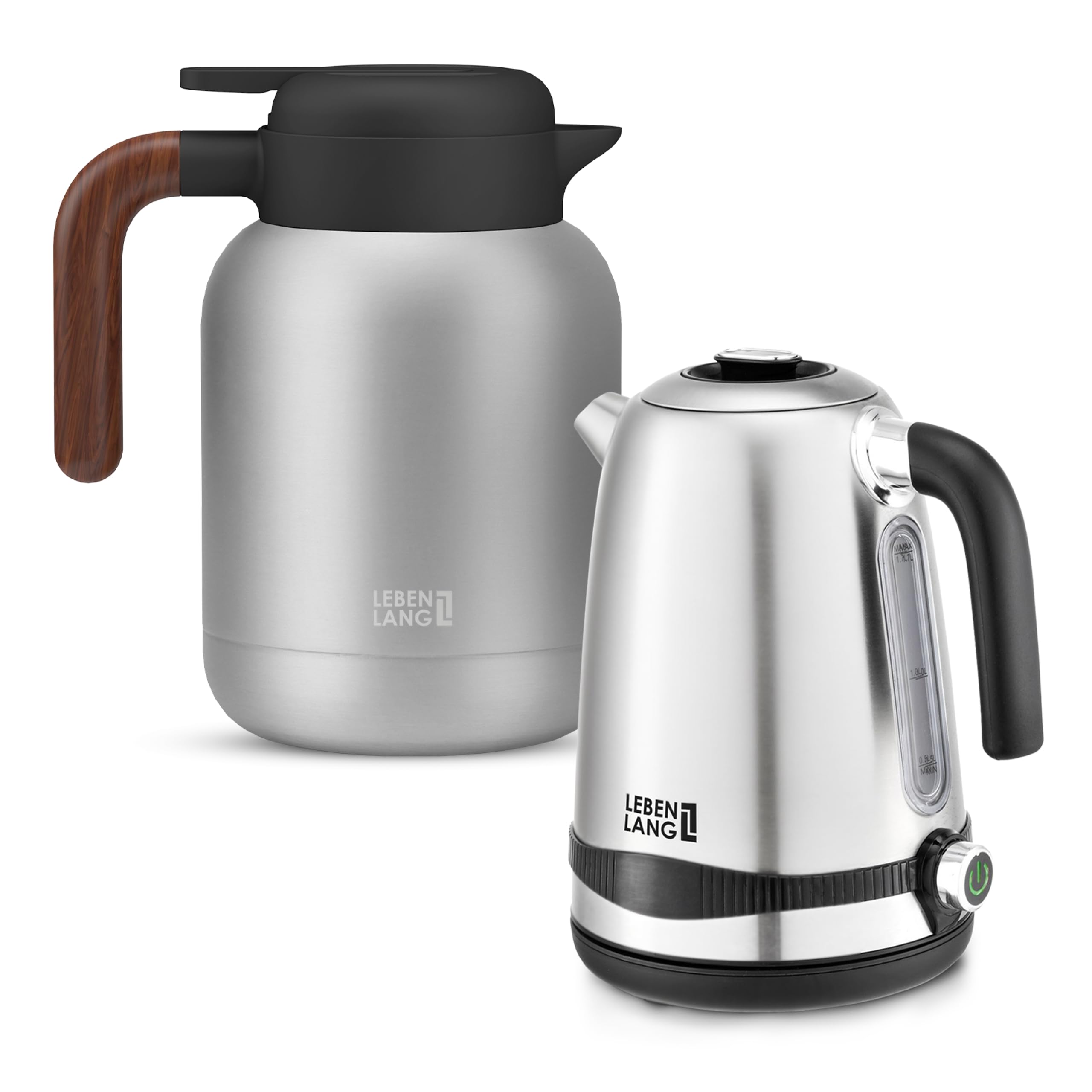 LEBENLANG BUNDLE 1,5L Thermoskanne Keramikbeschichtung + 1.7 L Wasserkocher