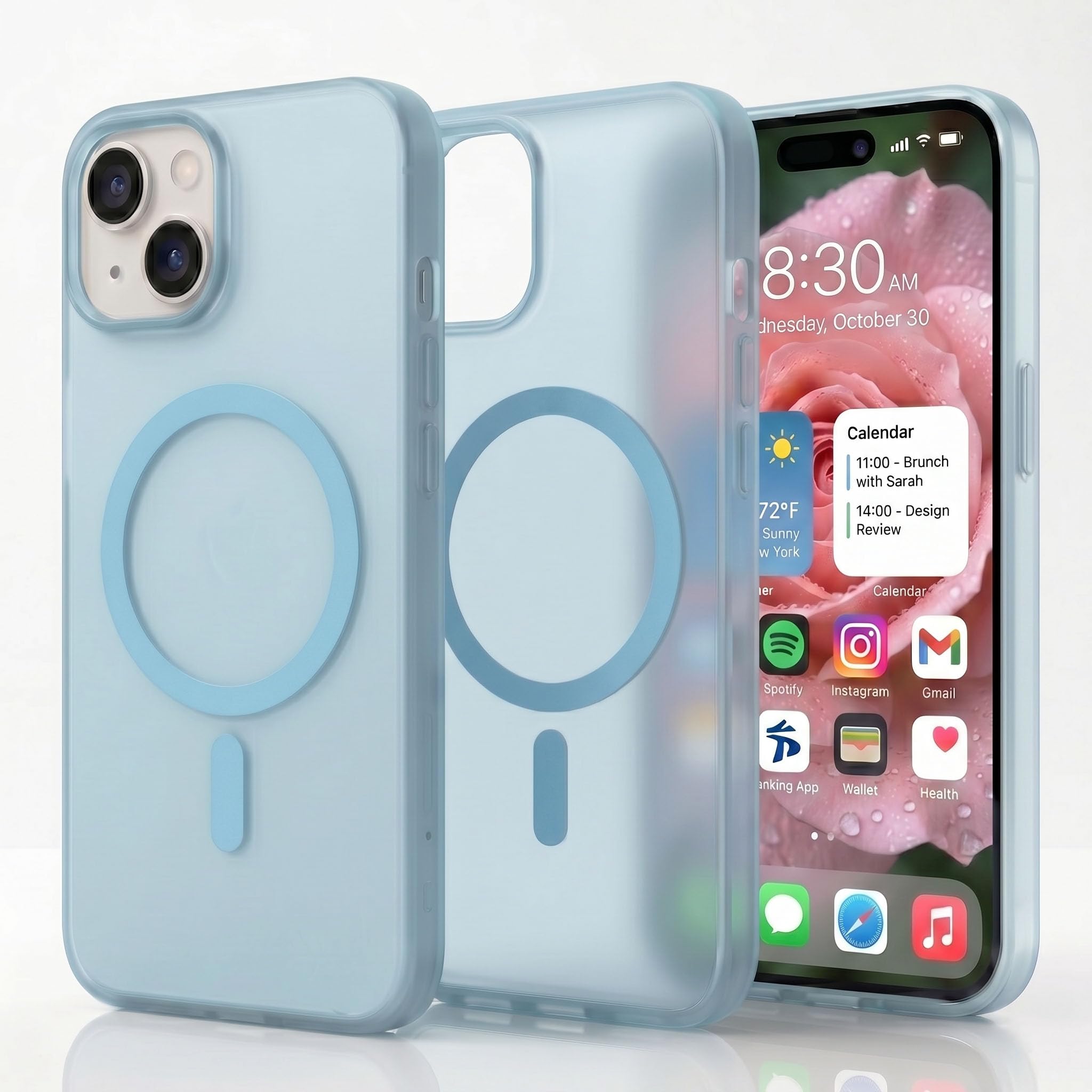 amazon basics Luxury Paper Thin Case Cover for iPhone 15 | Matte Finish | Compatible with magsafe | (Blue, iPhone 15)-image-29