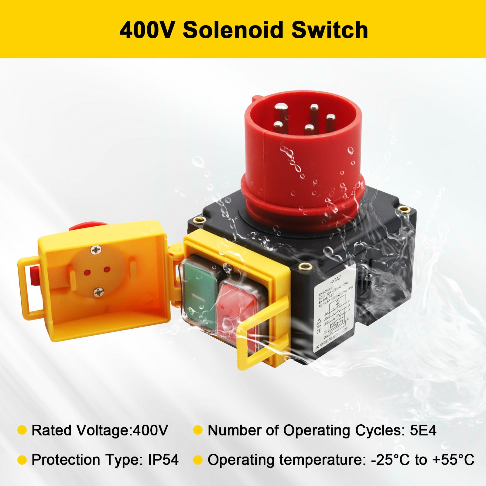 Interruptor de Máquina 400V Binghe 3 fases 400V Interruptor de Emergencia interruptor de seguridad con enchufe CEE/convertidor de fase/Cable, interrupto de voltaje cero, idéntico a KOA7