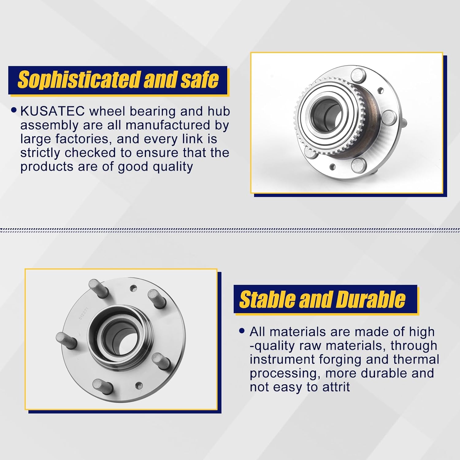 KUSATEC 512271 Rear Wheel Bearing Hub Assembly for 2006-2012 Ford Fusion 2007-2012 Lincoln MKZ 2006 Lincoln Zephyr 2003-2008 Mazda 6 2006-2011 Mercury Milan, 5 Lug w/Tone Ring ABS