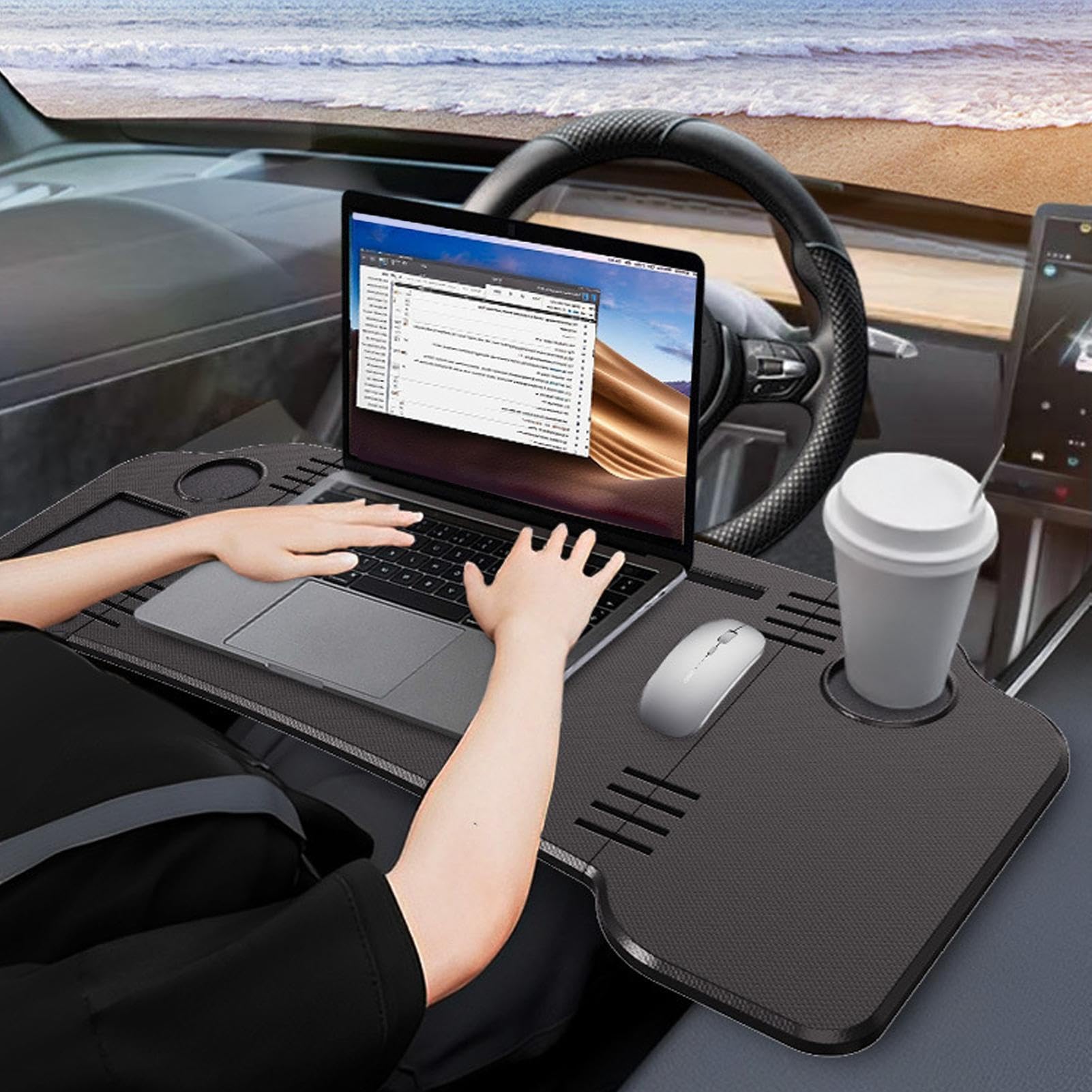 Bandejas De Coche Para Comer Escritorio para Portátil Accesorios para | Bandeja Mesa para el Volante del Coche para Viaje por Carretera Viaje de Larga Distancia Camión SUV Sedán