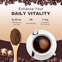 Vista 5 de Mushroom Coffee,Instant Coffee with 6 Adaptogenic Mushrooms (Cordyceps, Lion’s Mane, Shiitake, Turkey Tail) for Better Energy, Focus, Positive Mood