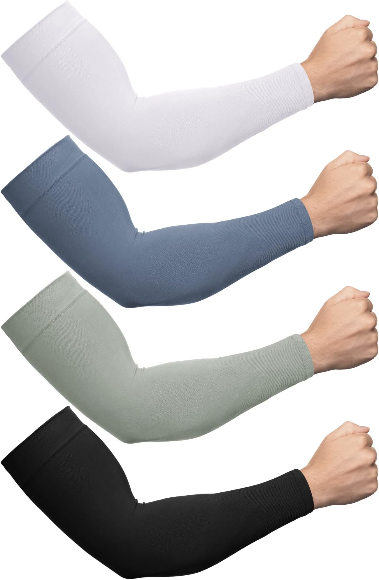 Foaincore 4 Pairs Plus Size Cooling Arm Sun Sleeves for Men Women UV Sun Protection Oversized Compression Sleeves