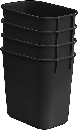 Miniatura 2 de Acrimet Papelera para escritorio, 3.25 galones, 13 cuartos de galón, 12 litros (plástico) (color negro) (juego de 4)