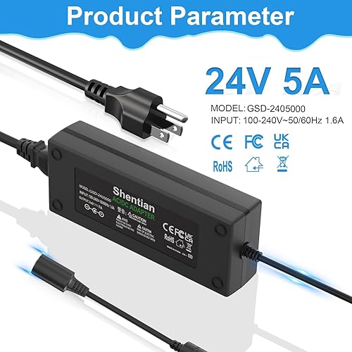 Miniatura 5 de Fuente de alimentación Encendedor de cigarrillos Enchufe Adaptador de CA a CC 100V-240V a 24V 5A Cargador de Alimentación de Coche Convertidor (24V