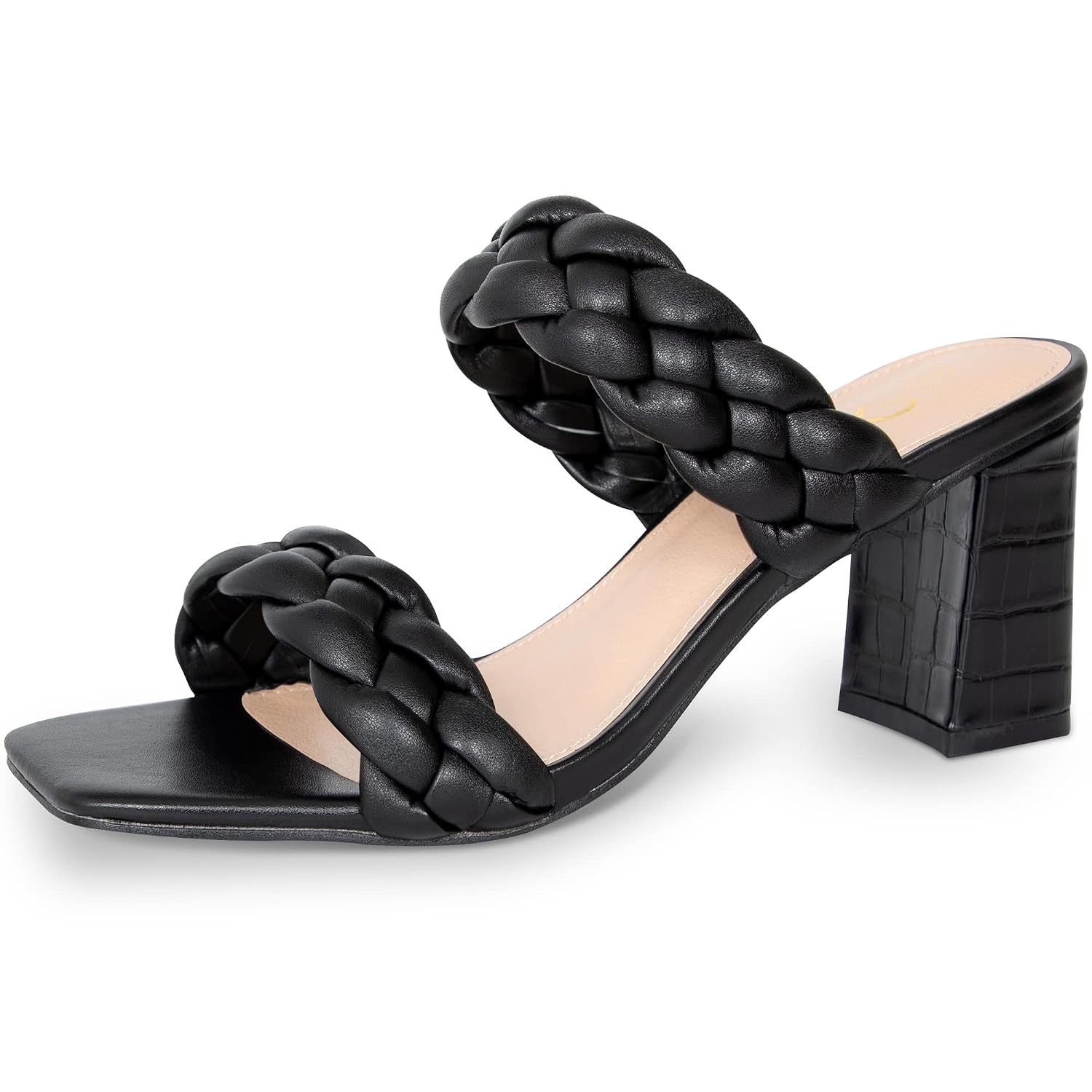 Athlefit Women's Braided Heeled Sandals Summer Square Open Toe Chunky Block Heels, Black, 11 - Review, Price and Buying Guide