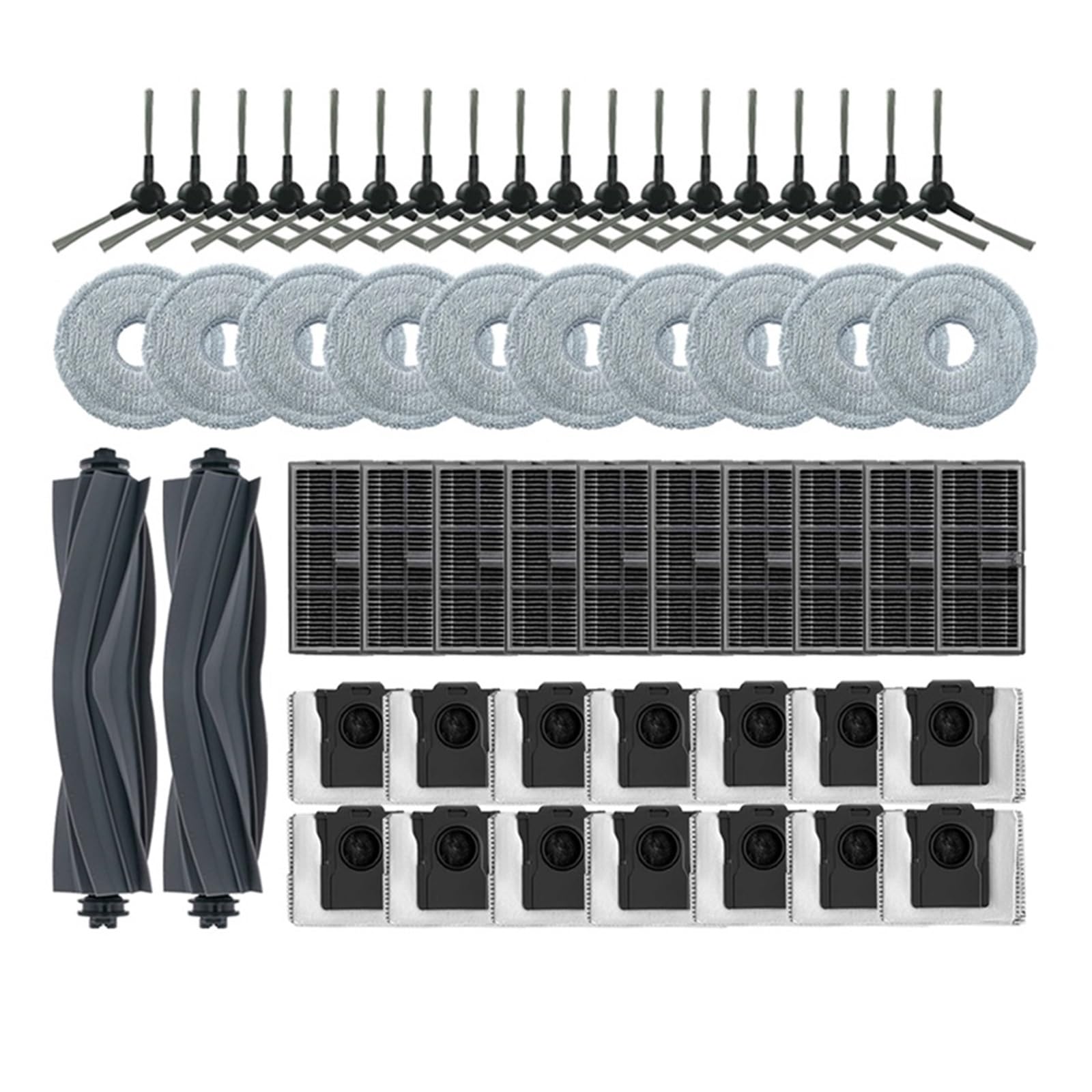 Accesorios for robot aspirador, cepillo lateral principal, paño de fregona, filtro Hepa, bolsa de polvo, repuestos, Compatible con Dreame, D20 Ultra / L10s Ultra(3pcs)