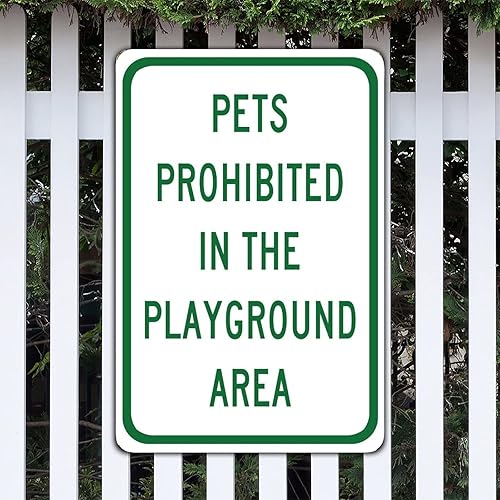 Miniatura 6 de Letrero de aluminio con texto en inglés "Pets Prohibited in The Playground" ("Pets Prohibited in the Playground") de aluminio para decoración de