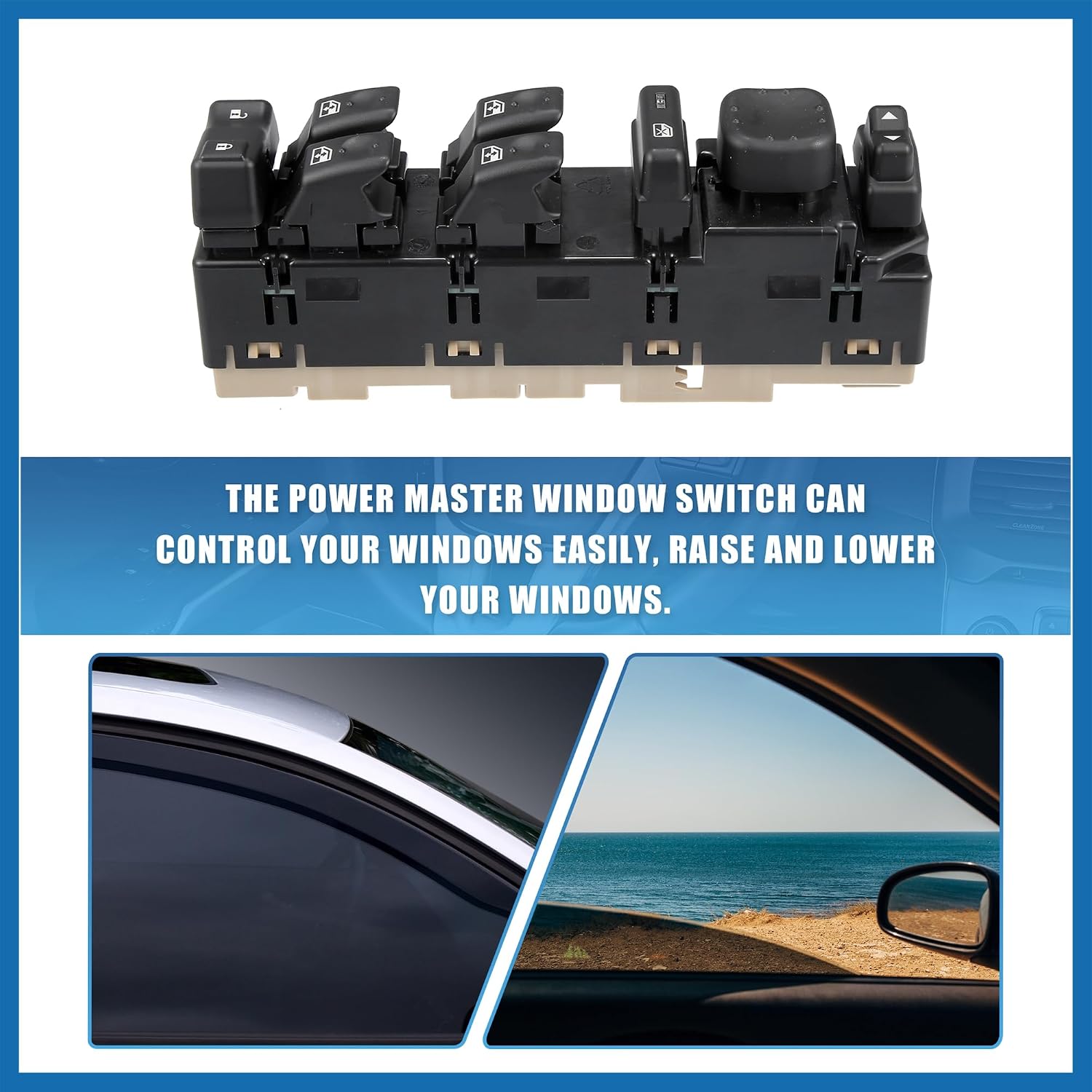 15883323 10398568 Front Left Drive Side Car Power Window Switch Lift Button Panel Master Control Switch for GMC Sierra 1500 2003-2007 Item Replacement, Black
