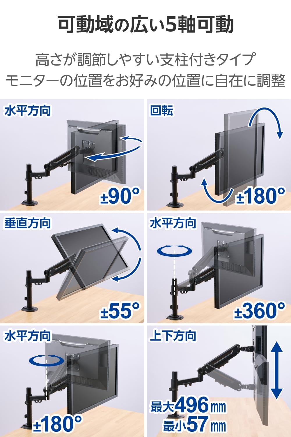 Amazon.co.jp: エレコム モニターアーム ディスプレイアーム シングル