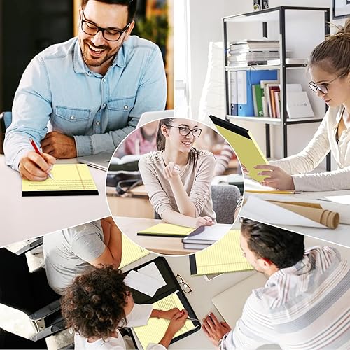 Miniatura 9 de Paquete de 4 blocs de notas amarillos de 8.5 x 11 pulgadas, blocs legales amarillos de 30 hojas perforadas, bloc de notas de papel con rayas anchas,
