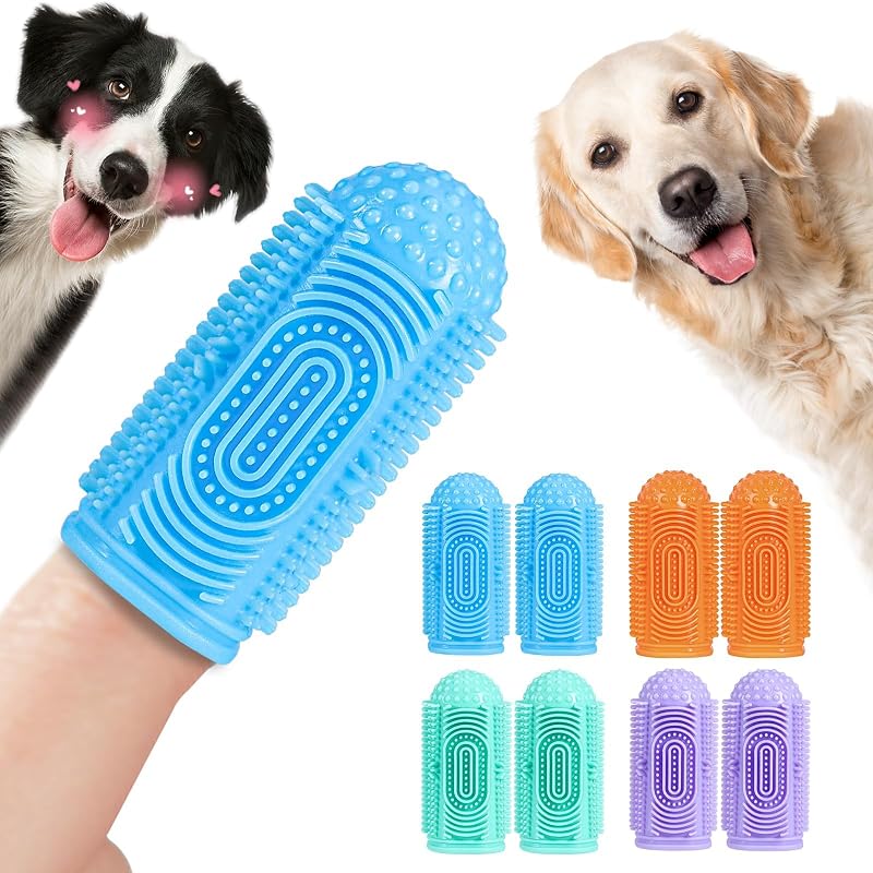 Escova de Dente Digital para Cães em Silicone YUEYUEJIA Pacote com 8