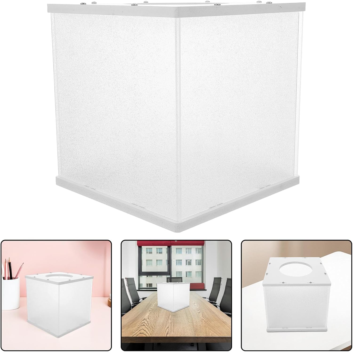 Matte Acrylic Raffle Box 20x20x20cm with Slot for Tickets Ballot Container Donation Box for Charity Fundraising Voting and Drawing Events