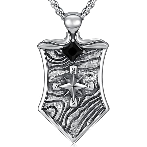 Compass Necklace S925 Sterling silver Compass Evil Eye/Yin and Yangon Dog Tag Penda...