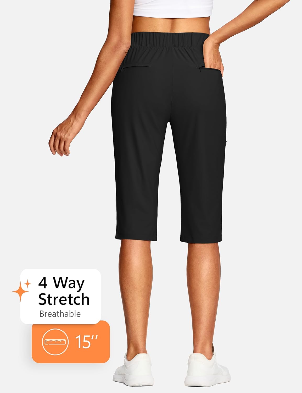 15"/ 18" Capri Pants for Women Summer Golf Capris Pant Pull On Stretch with Pockets Work Casual Dressy Slacks - Image 3