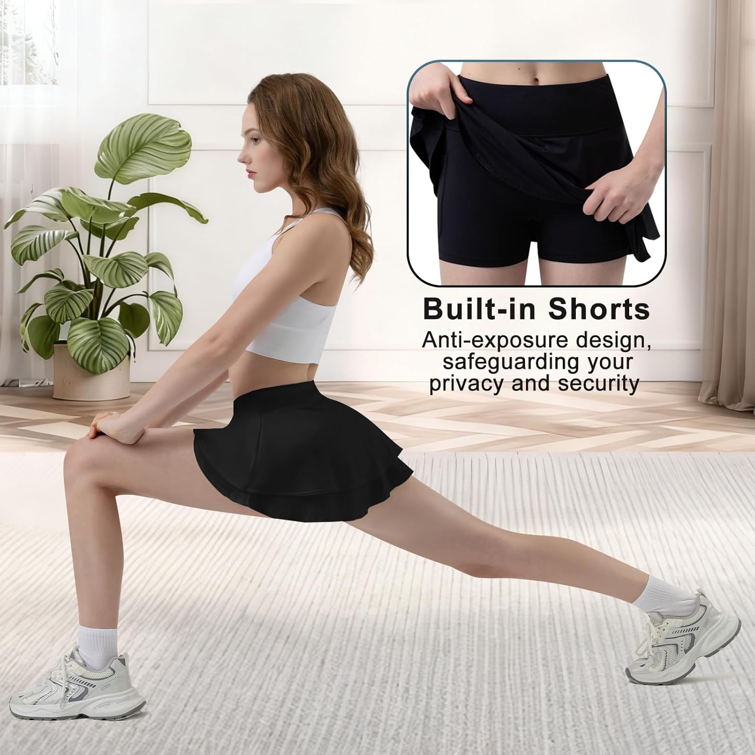 Tennis Skirt for Women Golf Skort Inner Shorts High Waisted Double Ruffle 2 Pockets Athletic Gym Yoga Workout Running - Image 6