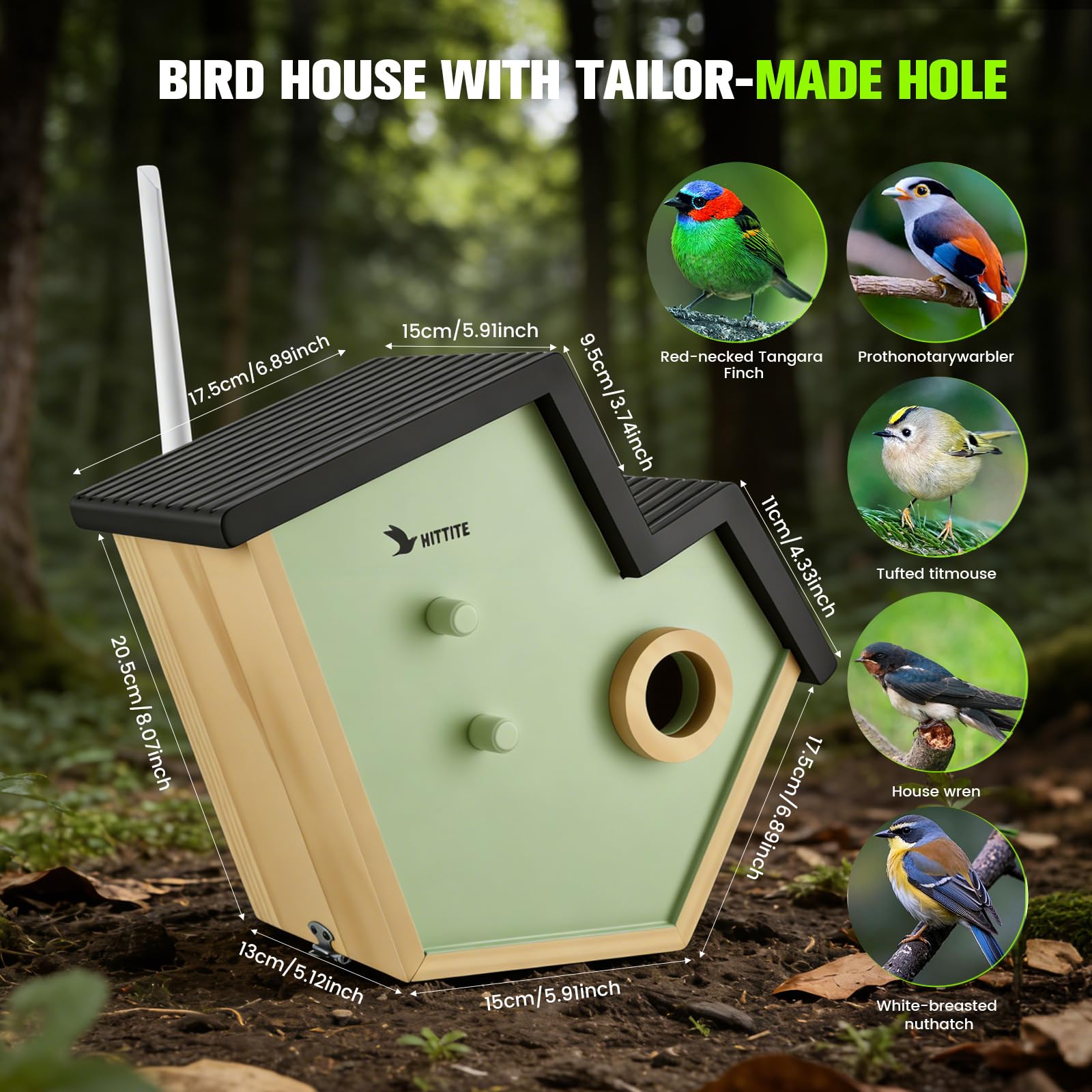 Vogelhaus mit 2K HD Kamera, Solar Panel, 2,4G WiFi & App
