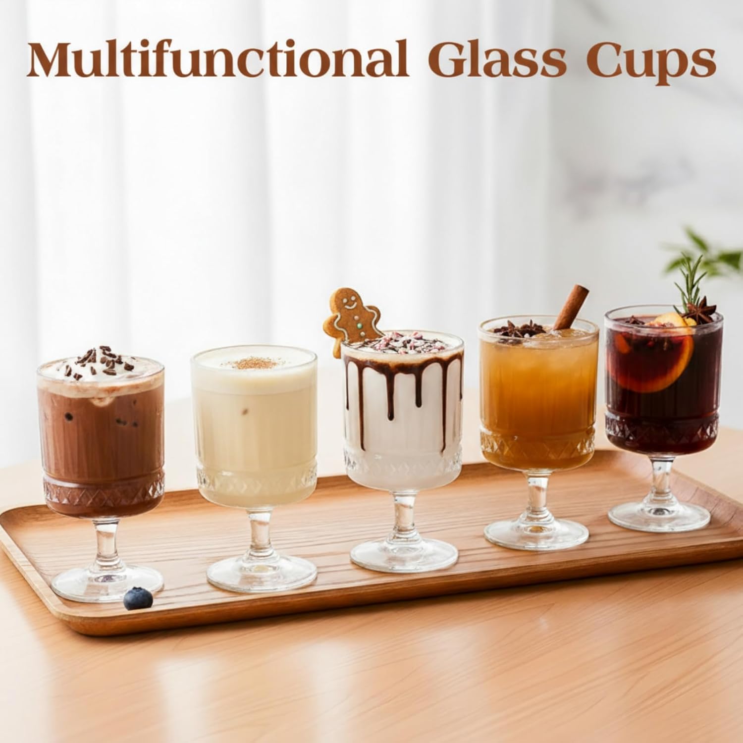 Mini Vintage Goblet Glasses Set, 7.5 oz Small Plastic Water Goblets Unbreakable Clear Wine Cups Bulk Cocktail Glasses for Wedding Dining Birthday Guest Gift(48 Pcs,Rhombus) - Image 3