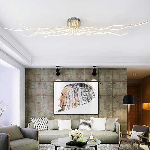 Vista 3 de Lámpara de techo LED moderna para sala de estar, Lamparas de Techo Modernas, lámpara de techo moderna de 138 W con control remoto, lámpara regulable