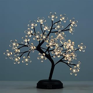 Sponsored Ad - LIGHTSHARE New 18Inch 36LED Acrylic Blossom Bonsai Light, Clear Acrylic Flower, Battery Powered for Home De...