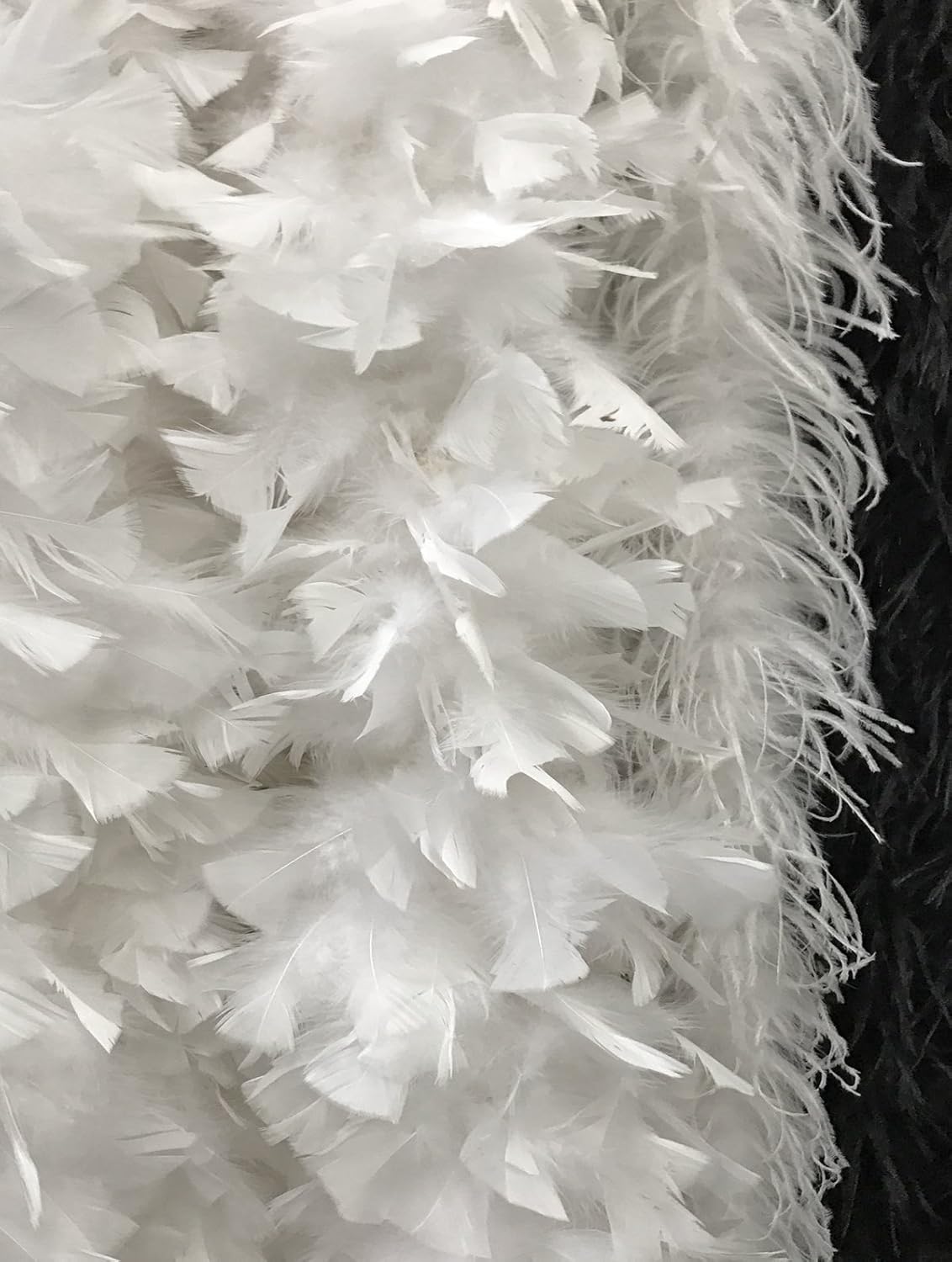 2 Yards - White Heavy Weight Turkey Flat Feather Boa, 150 Gram Halloween Burlesque Wedding Carnival Supplier | Moonlight Feather