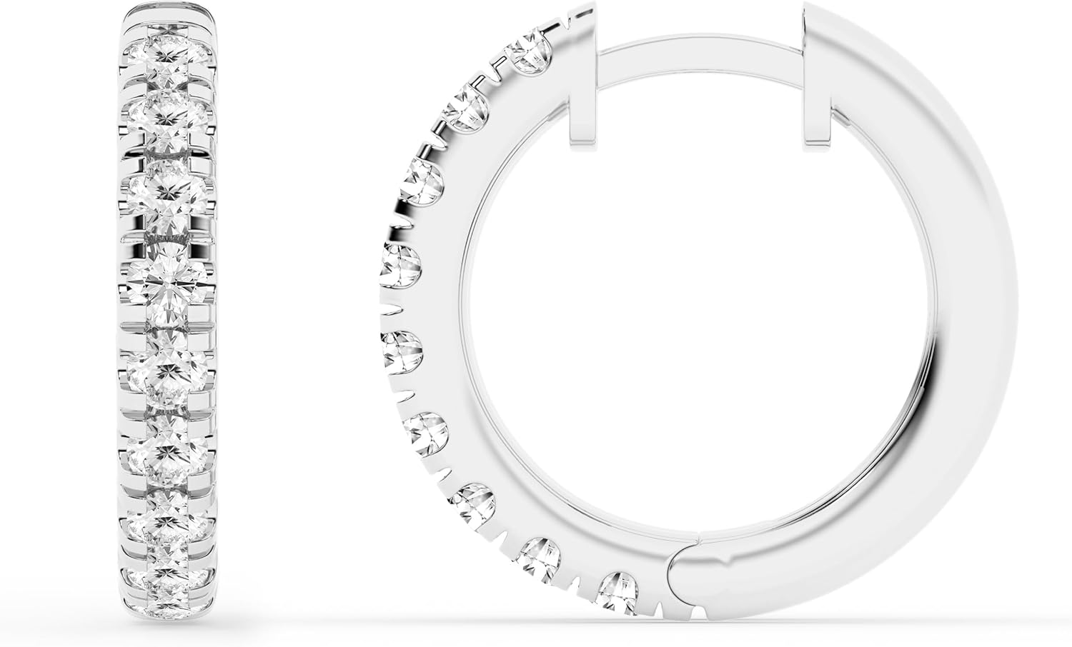 Belacqua 1 Carat Round Lab Grown Diamond Hoop Earrings in Sterling Silver, Color J-K, Clarity I1-I2, Prong Set, 2.60MM Width, 18.20MM Height, Hypoallergenic Fine Jewelry for Women, Gift Box Included