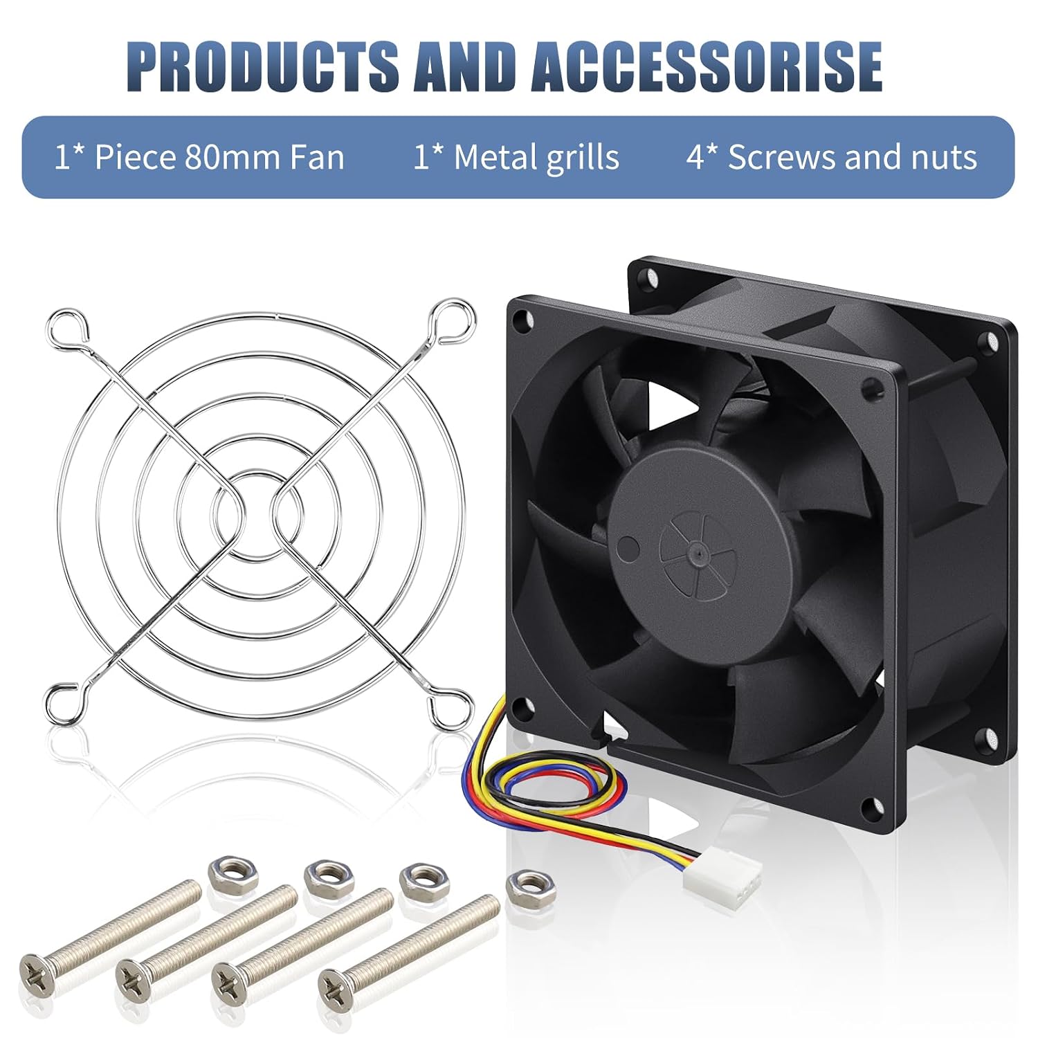 WDERAIR 80mm x 38mm PWM 12V ビッグエアフロー 高性能ファン 高静圧 ボックスラック排気換気冷却用