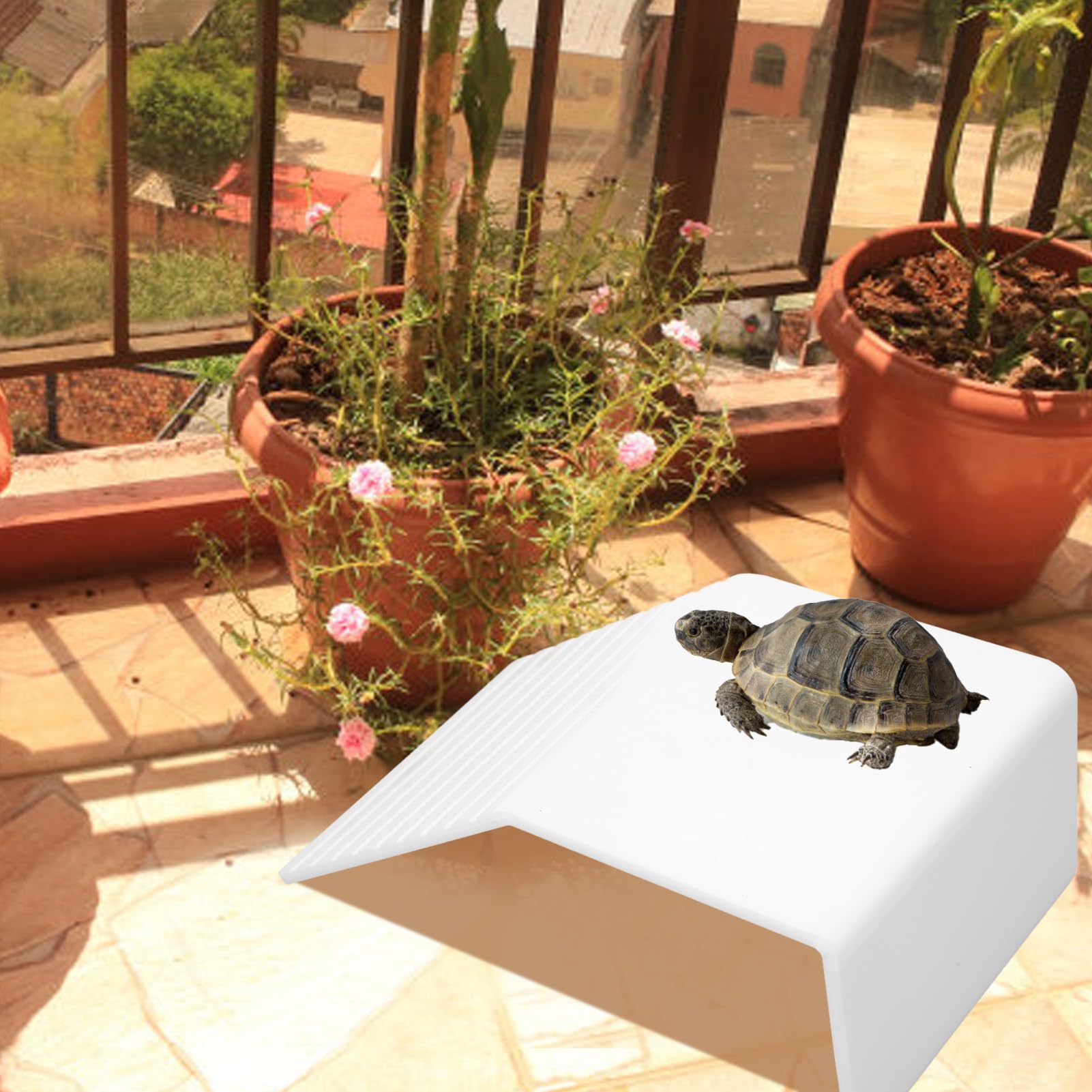 Tnfeeon Plataforma para Tomar el Sol de Tortuga Simulación Rampa de Tortuga Acrílica Descanso de Tortuga Muelle de Descanso Decoración Flotante Rampa de Tortuga Muelle de Escalera de (L)