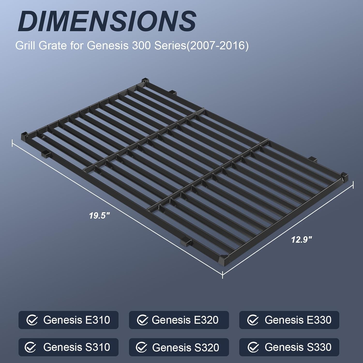 Uniflasy Grill Parts for Weber Genesis 300 Series with Front Control, Fits Genesis E310 E320 S310 S320 EP310 EP320, 7524 Cooking Grates, 62752 Burner Tubes, 7620 Flavorizer Bars & 7628 Igniter