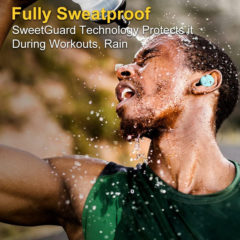 1mii Ankbit True Wireless Bluetooth Earbuds, Upgraded Bluetooth 5.0 Sport Sports TWS Stereo Headphones in Ear Build in Mic IPX7 Waterproof for Workout, Running (Green)